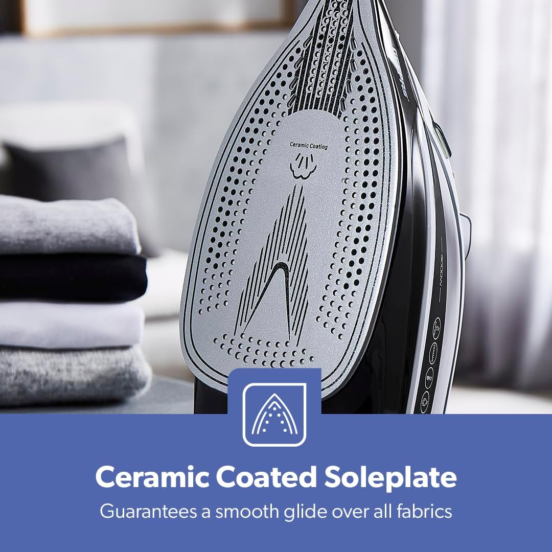 Geepas Ceramic Steam Iron, Temperature Control, Gsi24025 Ceramic Sole Plate, Wet And Dry Self Cleaning Function Powerful Steam Burst 480ML Water Tank - Al Kabayel Discount CentreGeepas Ceramic Steam Iron, Temperature Control, Gsi24025 Ceramic Sole Plate, Wet And Dry Self Cleaning Function Powerful Steam Burst 480ML Water TankIrons & SteamersGEEPASAl Kabayel Discount Centre