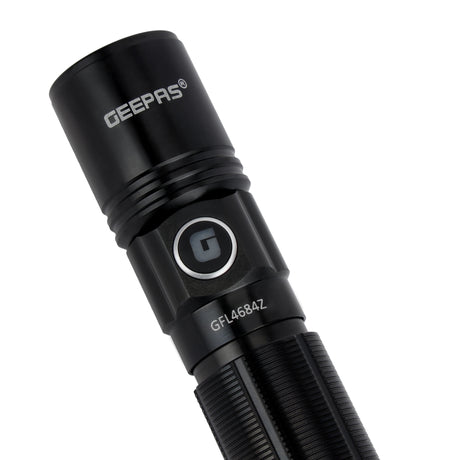 Geepas GFL4684Z VIP Series LED Flashlight | Premium Black Design | High Brightness Light | Long Battery Life and Durable Build - Al Kabayel Discount CentreGeepas GFL4684Z VIP Series LED Flashlight | Premium Black Design | High Brightness Light | Long Battery Life and Durable BuildHandheld FlashlightsGEEPASAl Kabayel Discount Centre