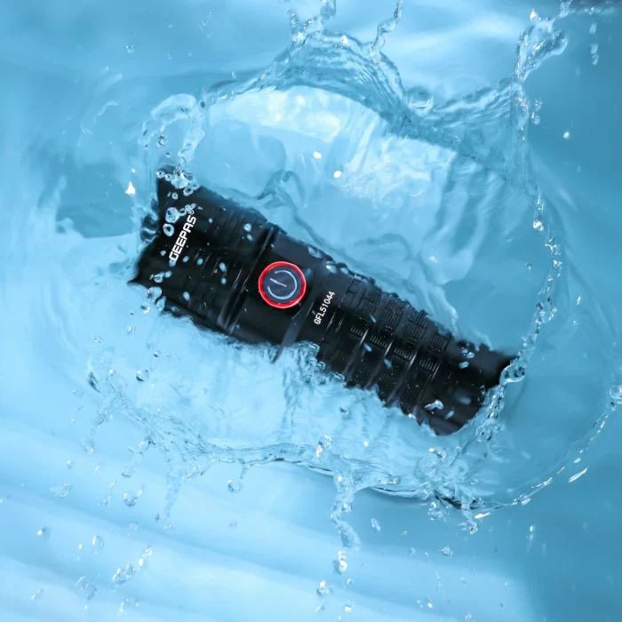 Geepas GFL51044 LED Flashlight with Built - in Power Bank | Waterproof Rechargeable Torch | Black Color | Ideal for Outdoor Adventures - Al Kabayel Discount CentreGeepas GFL51044 LED Flashlight with Built - in Power Bank | Waterproof Rechargeable Torch | Black Color | Ideal for Outdoor AdventuresHandheld FlashlightsGEEPASAl Kabayel Discount Centre
