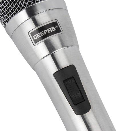 Geepas GMP15016 Dynamic Microphone | Sharp Sensitivity, Crystal - Clear Sound | 8m Cable, XLR Connector, Wide Frequency Range, Low Pass Filter | For Studio, Stage & Broadcasting | Silver - Al Kabayel Discount CentreGeepas GMP15016 Dynamic Microphone | Sharp Sensitivity, Crystal - Clear Sound | 8m Cable, XLR Connector, Wide Frequency Range, Low Pass Filter | For Studio, Stage & Broadcasting | SilverElectronic AppliancesGEEPASAl Kabayel Discount Centre
