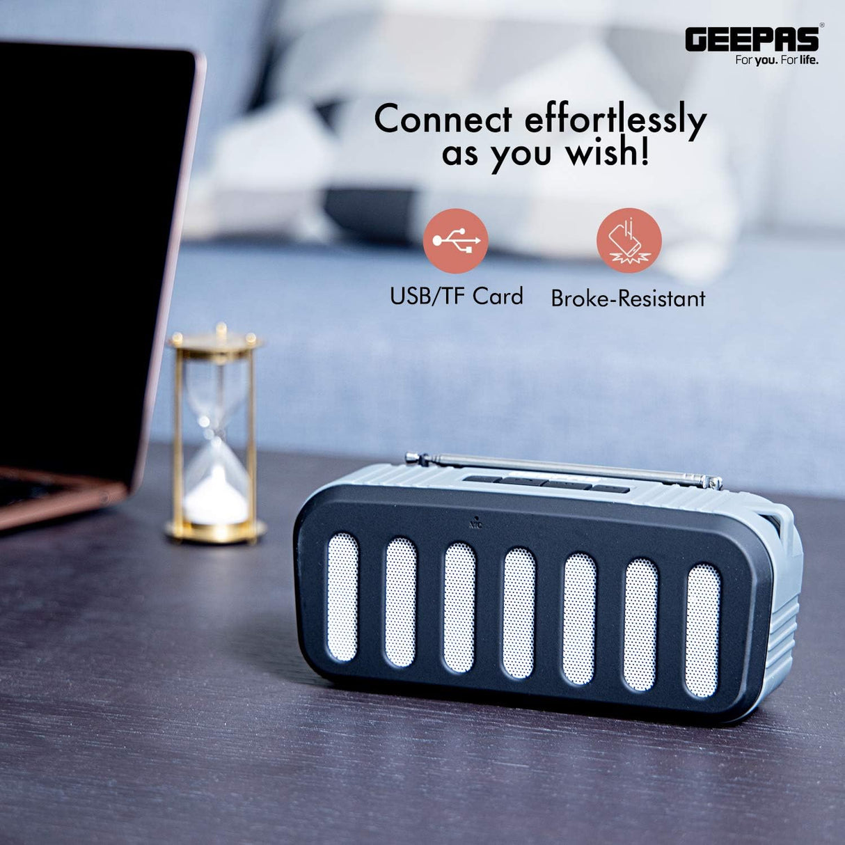 Geepas GMS11184 Bluetooth Rechargeable Speaker - Portable Wireless Speakers Long Hours Playtime 1200mAh Battery with Powerful Bass TF Card AUX USB Playback - Loud Speaker for Home Party Outdoor - Al Kabayel Discount CentreGeepas GMS11184 Bluetooth Rechargeable Speaker - Portable Wireless Speakers Long Hours Playtime 1200mAh Battery with Powerful Bass TF Card AUX USB Playback - Loud Speaker for Home Party OutdoorElectronic AppliancesGEEPASAl Kabayel Discount Centre