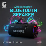 Geepas GMS11201 Water Resistant Bluetooth Speaker | Portable Wireless Design with Long Battery Life, 10m Bluetooth Range, Powerful Sound, Built - in Mic & Easy Connectivity - Al Kabayel Discount CentreGeepas GMS11201 Water Resistant Bluetooth Speaker | Portable Wireless Design with Long Battery Life, 10m Bluetooth Range, Powerful Sound, Built - in Mic & Easy ConnectivityElectronic AppliancesGEEPASAl Kabayel Discount Centre