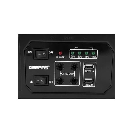 Geepas GPS5593N Rechargeable Power Station with Solar Panel | 7000mAh Battery Capacity | Portable Energy Source for Camping & Outdoor Power Backup - Al Kabayel Discount CentreGeepas GPS5593N Rechargeable Power Station with Solar Panel | 7000mAh Battery Capacity | Portable Energy Source for Camping & Outdoor Power BackupPortable LightGEEPASAl Kabayel Discount Centre