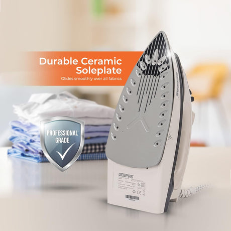 Geepas GSI7788 Ceramic Steam Iron 2000W - Temperature Control for Wet/Dry Crease Free Ironing | Steam Function & Self Cleaning Function - Al Kabayel Discount CentreGeepas GSI7788 Ceramic Steam Iron 2000W - Temperature Control for Wet/Dry Crease Free Ironing | Steam Function & Self Cleaning FunctionIrons & SteamersGEEPASAl Kabayel Discount Centre