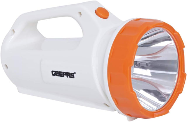 Geepas GSL5575 Rechargeable LED Searchlight with Table Lamp | Dual Function Design | High Brightness Light | Ideal for Home, Office, and Outdoor Activities - Al Kabayel Discount CentreGeepas GSL5575 Rechargeable LED Searchlight with Table Lamp | Dual Function Design | High Brightness Light | Ideal for Home, Office, and Outdoor ActivitiesHandheld FlashlightsGEEPASAl Kabayel Discount Centre