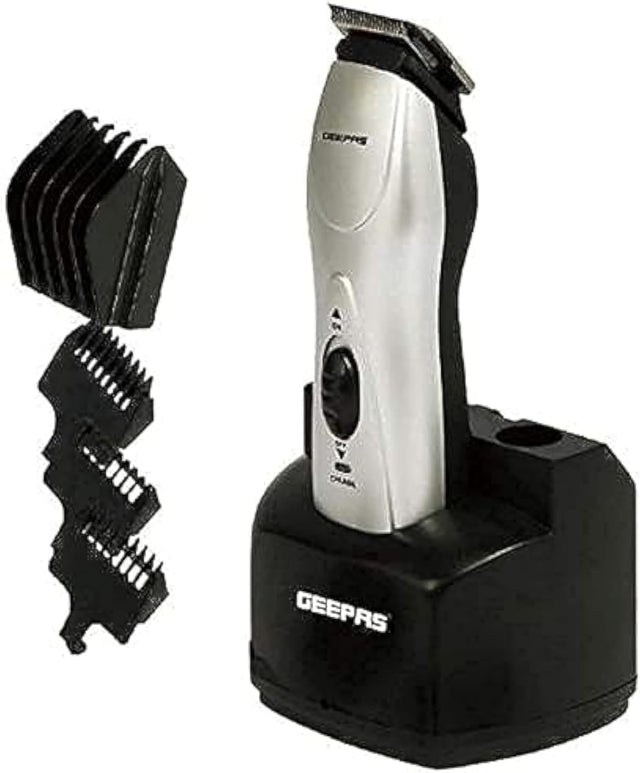 Geepas GTR34N Rechargeable Trimmer 3W - Chromium Steel Blade, LED Charge Indication | Cordless Rechargeable Trimmer with 5 Combs & Charging Stand - Al Kabayel Discount CentreGeepas GTR34N Rechargeable Trimmer 3W - Chromium Steel Blade, LED Charge Indication | Cordless Rechargeable Trimmer with 5 Combs & Charging StandTrimmerGEEPASAl Kabayel Discount Centre
