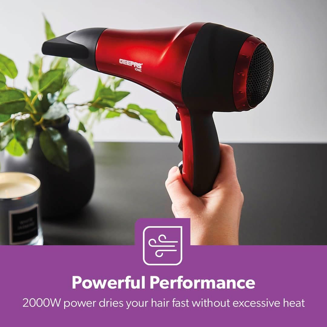 Geepas Hair Dryer, 2 Speed Setting, 2000W, GHD86018 | Removable Filter | Hang - up Hook | Cool Shot Function | 3 Heat Settings | Travel Friendly Dryer - Al Kabayel Discount CentreGeepas Hair Dryer, 2 Speed Setting, 2000W, GHD86018 | Removable Filter | Hang - up Hook | Cool Shot Function | 3 Heat Settings | Travel Friendly DryerHair DryerGEEPASAl Kabayel Discount Centre