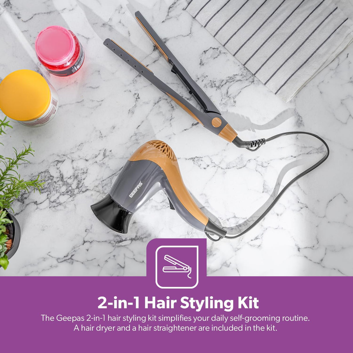 Geepas Hair Dryer & Straightener Combo GHF86074 - Al Kabayel Discount CentreGeepas Hair Dryer & Straightener Combo GHF86074Hair DryerGEEPASAl Kabayel Discount Centre