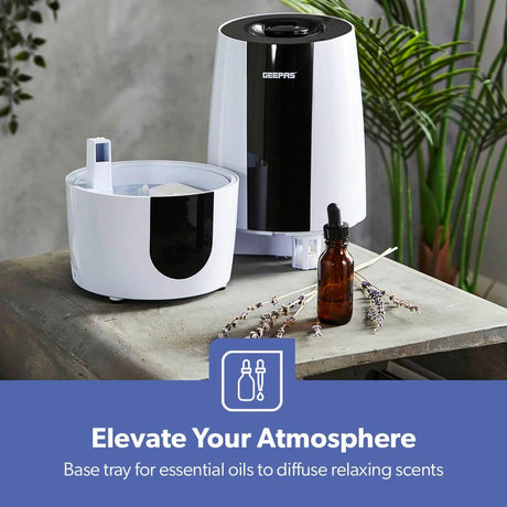 Geepas Humidifier for Bedroom, 2.6L Top Fill Cool Mist Large Room, 360° Rotatable, Night Light Auto Mode, 35dB Noise Level Humidifiers for Baby, Essential Oil Diffuser, Baby, Home, Work - Al Kabayel Discount CentreGeepas Humidifier for Bedroom, 2.6L Top Fill Cool Mist Large Room, 360° Rotatable, Night Light Auto Mode, 35dB Noise Level Humidifiers for Baby, Essential Oil Diffuser, Baby, Home, WorkHome Décor AccentsGEEPASAl Kabayel Discount Centre