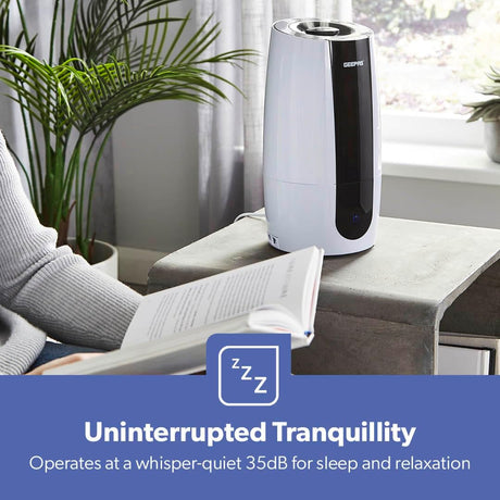 Geepas Humidifier for Bedroom, 2.6L Top Fill Cool Mist Large Room, 360° Rotatable, Night Light Auto Mode, 35dB Noise Level Humidifiers for Baby, Essential Oil Diffuser, Baby, Home, Work - Al Kabayel Discount CentreGeepas Humidifier for Bedroom, 2.6L Top Fill Cool Mist Large Room, 360° Rotatable, Night Light Auto Mode, 35dB Noise Level Humidifiers for Baby, Essential Oil Diffuser, Baby, Home, WorkHome Décor AccentsGEEPASAl Kabayel Discount Centre