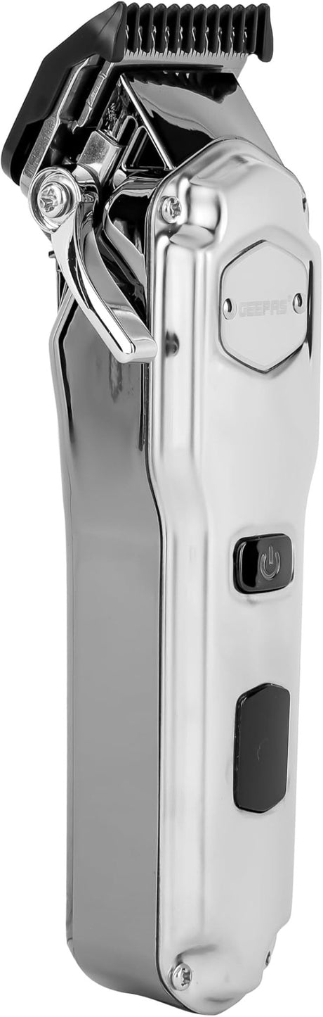 GEEPAS Rechargeable Hair and Beard Trimmer, Detachable Blades and Waterproof IPX7/ LED Display, Cordless - GTR57510, Silver - Al Kabayel Discount CentreGEEPAS Rechargeable Hair and Beard Trimmer, Detachable Blades and Waterproof IPX7/ LED Display, Cordless - GTR57510, SilverPersonal Care & Styling ToolsGEEPASAl Kabayel Discount Centre