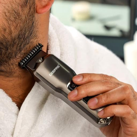 Geepas Rechargeable Hair and Beard Trimmer - GTR57508/ with High - Capacity Li - ion Battery and 180 min Working Time/Detachable Blades and Waterproof IPX7/ LED Display/ - Al Kabayel Discount CentreGeepas Rechargeable Hair and Beard Trimmer - GTR57508/ with High - Capacity Li - ion Battery and 180 min Working Time/Detachable Blades and Waterproof IPX7/ LED Display/TrimmerGEEPASAl Kabayel Discount Centre