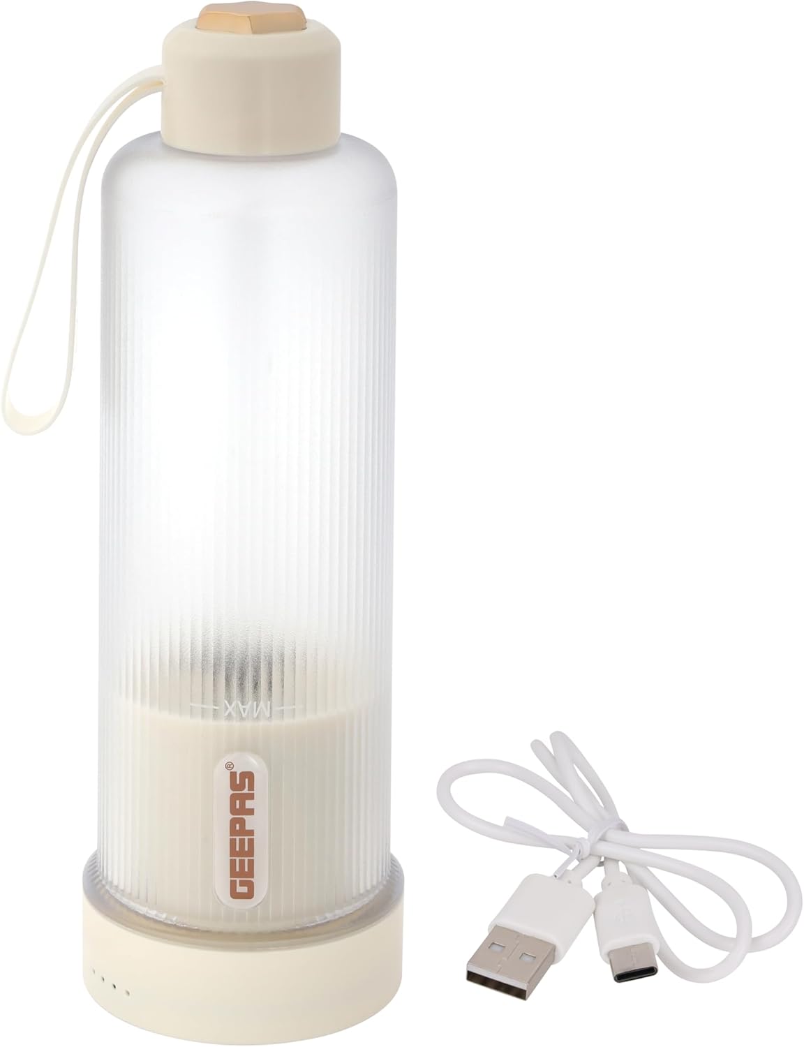 Geepas Rechargeable Portable Blender - GSB44055/ 450 ml Capacity, 8 Stainless Steel Blades, PC Bottle, with Smart Charging Indicators/White - Al Kabayel Discount CentreGeepas Rechargeable Portable Blender - GSB44055/ 450 ml Capacity, 8 Stainless Steel Blades, PC Bottle, with Smart Charging Indicators/WhiteBlenders, Mixers & Food ProcessorsGEEPASAl Kabayel Discount Centre
