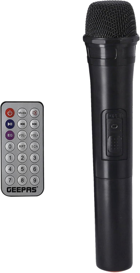 Geepas Rechargeable Portable Speaker - Portable Handle with 1500 MAH Huge Battery| TWS Connection & Compatible with BT/USB/AUX/FM/Micro SD | Ideal for Home, Hotels, Trips & Outdoor Use - Al Kabayel Discount CentreGeepas Rechargeable Portable Speaker - Portable Handle with 1500 MAH Huge Battery| TWS Connection & Compatible with BT/USB/AUX/FM/Micro SD | Ideal for Home, Hotels, Trips & Outdoor UseElectronic AppliancesGEEPASAl Kabayel Discount Centre