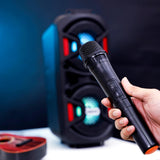 Geepas Rechargeable Portable Speaker - Portable Handle with 1500 MAH Huge Battery| TWS Connection & Compatible with BT/USB/AUX/FM/Micro SD | Ideal for Home, Hotels, Trips & Outdoor Use - Al Kabayel Discount CentreGeepas Rechargeable Portable Speaker - Portable Handle with 1500 MAH Huge Battery| TWS Connection & Compatible with BT/USB/AUX/FM/Micro SD | Ideal for Home, Hotels, Trips & Outdoor UseElectronic AppliancesGEEPASAl Kabayel Discount Centre