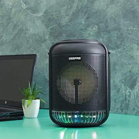 Geepas Rechargeable Portable Speaker - Portable Handle with 1800 MAH Huge Battery | TWS Connection & Compatible with BT/ USB/ AUX/ FM/ Micro SD | Ideal for Home, Hotels & Outdoor Use - Al Kabayel Discount CentreGeepas Rechargeable Portable Speaker - Portable Handle with 1800 MAH Huge Battery | TWS Connection & Compatible with BT/ USB/ AUX/ FM/ Micro SD | Ideal for Home, Hotels & Outdoor UseElectronic AppliancesGEEPASAl Kabayel Discount Centre