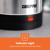 Geepas Stainless Steel Electric Kettle With Auto Shutt off and Boil Dry Protection 1.8 L 1800 W GK5466 Silver/Black - Al Kabayel Discount CentreGeepas Stainless Steel Electric Kettle With Auto Shutt off and Boil Dry Protection 1.8 L 1800 W GK5466 Silver/BlackElectric KettlesGEEPASAl Kabayel Discount Centre