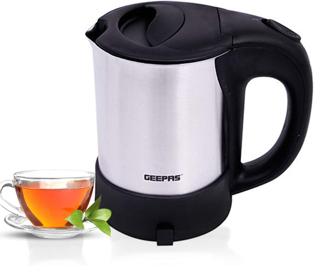 Geepas Stainless Steel Travel Kettle, Silver/Black, 1100 W, 0.5 L, GK175 - Al Kabayel Discount CentreGeepas Stainless Steel Travel Kettle, Silver/Black, 1100 W, 0.5 L, GK175Electric KettlesGEEPASAl Kabayel Discount Centre
