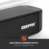 Geepas Wireless Sound Bar - GMS11173| USB/AUX/Bluetooth/HDMI | Sound Bar System with Wireless Subwoofer, Connect to TV, Mobile, Laptop & More - Al Kabayel Discount CentreGeepas Wireless Sound Bar - GMS11173| USB/AUX/Bluetooth/HDMI | Sound Bar System with Wireless Subwoofer, Connect to TV, Mobile, Laptop & MoreElectronic AppliancesGEEPASAl Kabayel Discount Centre