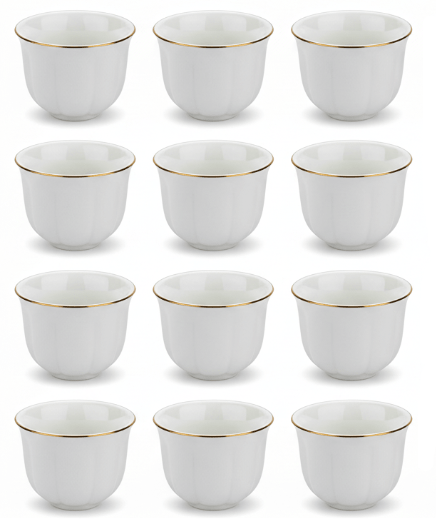 Germax 12pcs White Ceramic Cawa Cup Set with Elegant Decorative Design and Golden Rim Finish 80ml Stylish Mini Cups for Coffee and Traditional Use - Al Kabayel Discount CentreGermax 12pcs White Ceramic Cawa Cup Set with Elegant Decorative Design and Golden Rim Finish 80ml Stylish Mini Cups for Coffee and Traditional UseTea SetsGERMAXAl Kabayel Discount Centre
