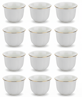 Germax 12pcs White Ceramic Cawa Cup Set with Elegant Decorative Design and Golden Rim Finish 80ml Stylish Mini Cups for Coffee and Traditional Use - Al Kabayel Discount CentreGermax 12pcs White Ceramic Cawa Cup Set with Elegant Decorative Design and Golden Rim Finish 80ml Stylish Mini Cups for Coffee and Traditional UseTea SetsGERMAXAl Kabayel Discount Centre