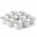 Germax 12pcs White Ceramic Cawa Cup Set with Golden Rim Elegant Classic Design 80ml Premium Small Espresso Cups for Arabic Coffee and Tea Serving - Al Kabayel Discount CentreGermax 12pcs White Ceramic Cawa Cup Set with Golden Rim Elegant Classic Design 80ml Premium Small Espresso Cups for Arabic Coffee and Tea ServingTea SetsGERMAXAl Kabayel Discount Centre