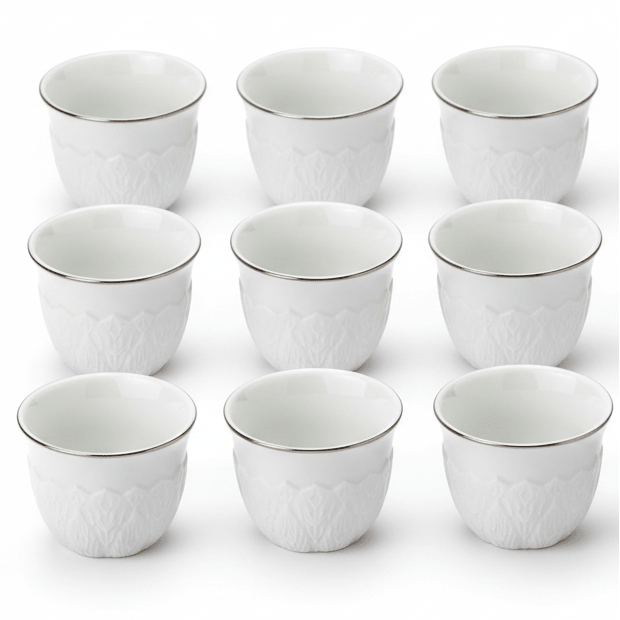 Germax 12pcs White Ceramic Cawa Cup Set with Unique Artistic Design and Golden Rim 80ml Premium Espresso Style Cups for Serving Coffee and Tea - Al Kabayel Discount CentreGermax 12pcs White Ceramic Cawa Cup Set with Unique Artistic Design and Golden Rim 80ml Premium Espresso Style Cups for Serving Coffee and TeaTea SetsGERMAXAl Kabayel Discount Centre