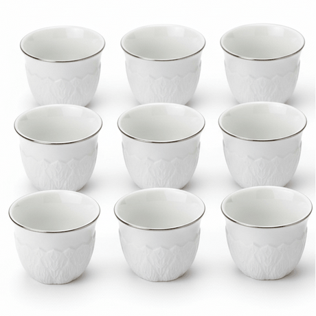 Germax 12pcs White Ceramic Cawa Cup Set with Unique Artistic Design and Golden Rim 80ml Premium Espresso Style Cups for Serving Coffee and Tea - Al Kabayel Discount CentreGermax 12pcs White Ceramic Cawa Cup Set with Unique Artistic Design and Golden Rim 80ml Premium Espresso Style Cups for Serving Coffee and TeaTea SetsGERMAXAl Kabayel Discount Centre