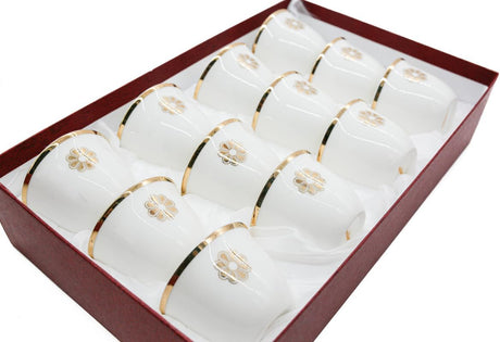 Germax Ceramic Cawa Cups for Tea Coffee Perfect for Home Office Coffee Shops Set of 12Pcs(60ML) - White&GoldÂ  - Al Kabayel Discount CentreGermax Ceramic Cawa Cups for Tea Coffee Perfect for Home Office Coffee Shops Set of 12Pcs(60ML) - White&GoldÂ Tea CupsGERMAXAl Kabayel Discount Centre