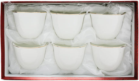 Germax Ceramic Cawa Cups for Tea Coffee Perfect for Home Office Coffee Shops Set of 6Pcs(70ML) - White&Gold  - Al Kabayel Discount CentreGermax Ceramic Cawa Cups for Tea Coffee Perfect for Home Office Coffee Shops Set of 6Pcs(70ML) - White&Gold Tea CupsGERMAXAl Kabayel Discount Centre