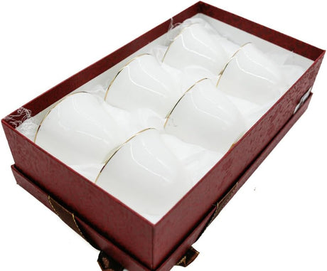 Germax Ceramic Cawa Cups for Tea Coffee Perfect for Home Office Coffee Shops Set of 6Pcs(70ML) - White&Gold  - Al Kabayel Discount CentreGermax Ceramic Cawa Cups for Tea Coffee Perfect for Home Office Coffee Shops Set of 6Pcs(70ML) - White&Gold Tea CupsGERMAXAl Kabayel Discount Centre