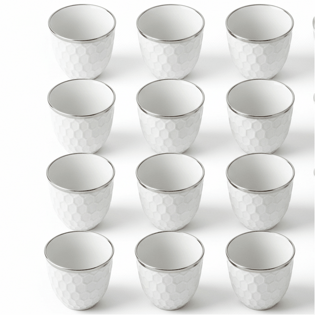 Germax Elegant White Ceramic Arabic Cawa Coffee Cups Set of 12 Silver Rim Minimal Luxury Design 80 ml - Al Kabayel Discount CentreGermax Elegant White Ceramic Arabic Cawa Coffee Cups Set of 12 Silver Rim Minimal Luxury Design 80 mlTea CupsGERMAXAl Kabayel Discount Centre