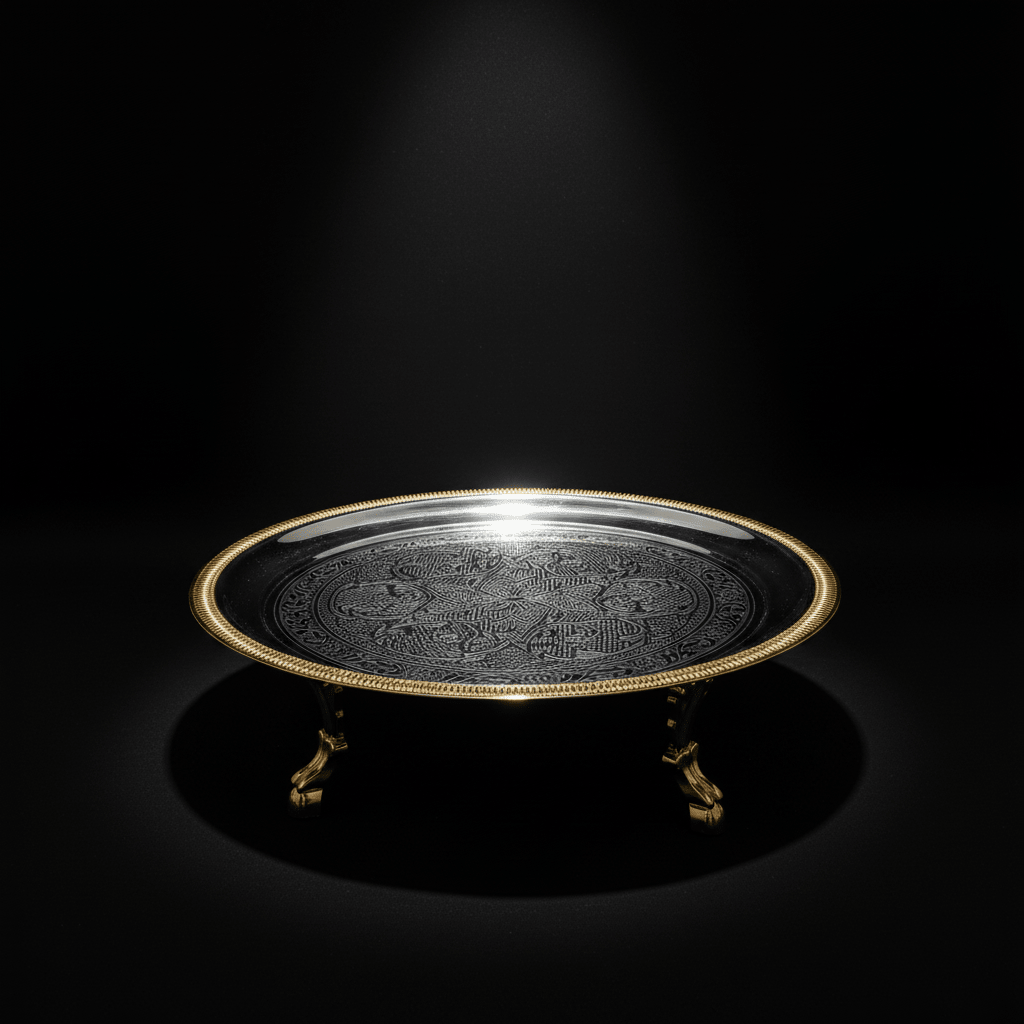 Germax Footed Silver & Gold Round Serving Tray – 32×12cm - Al Kabayel Discount CentreGermax Footed Silver & Gold Round Serving Tray – 32×12cmServing TraysGERMAXAl Kabayel Discount Centre