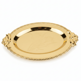 Germax Gold Metal Oval Serving Tray – 27×18 cm | Decorative Hospitality Tray with Floral Handles - Al Kabayel Discount CentreGermax Gold Metal Oval Serving Tray – 27×18 cm | Decorative Hospitality Tray with Floral HandlesServing TraysGERMAXAl Kabayel Discount Centre