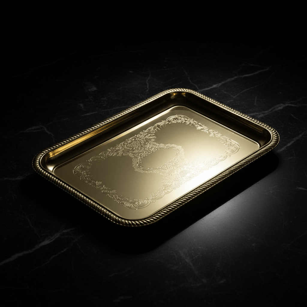 Germax Gold Rectangle Serving Tray – 24×17cm | Decorative Metal Tray for Hospitality & Majlis - Al Kabayel Discount CentreGermax Gold Rectangle Serving Tray – 24×17cm | Decorative Metal Tray for Hospitality & MajlisServing TraysGERMAXAl Kabayel Discount Centre