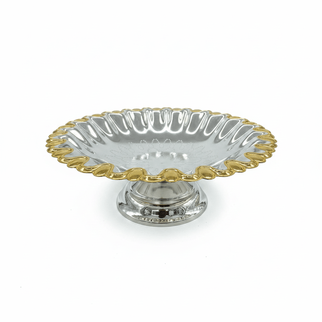 Germax Gold & Silver Metal Footed Serving Tray – 28cm - Al Kabayel Discount CentreGermax Gold & Silver Metal Footed Serving Tray – 28cmServing TraysGERMAXAl Kabayel Discount Centre