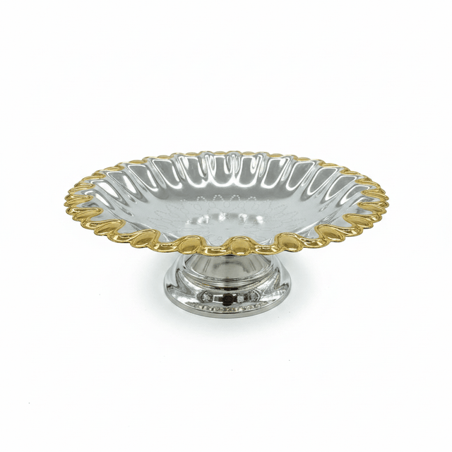 Germax Gold & Silver Metal Footed Serving Tray – 28cm - Al Kabayel Discount CentreGermax Gold & Silver Metal Footed Serving Tray – 28cmServing TraysGERMAXAl Kabayel Discount Centre