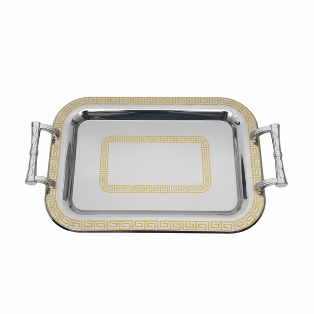 Germax Golden & Stainless Steel Rectangle Serving Tray with Handles - 26cmX40cm - Al Kabayel Discount CentreGermax Golden & Stainless Steel Rectangle Serving Tray with Handles - 26cmX40cmServing TraysGERMAXAl Kabayel Discount Centre