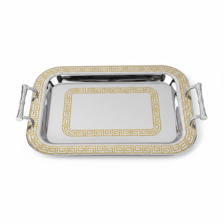 Germax Luxury Gold & Silver Stainless Steel Serving Tray with Handles — 55×34 cm - Al Kabayel Discount CentreGermax Luxury Gold & Silver Stainless Steel Serving Tray with Handles — 55×34 cmServing TraysGERMAXAl Kabayel Discount Centre