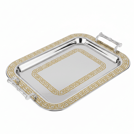 Germax Luxury Gold & Silver Stainless Steel Serving Tray with Handles — 55×34 cm - Al Kabayel Discount CentreGermax Luxury Gold & Silver Stainless Steel Serving Tray with Handles — 55×34 cmServing TraysGERMAXAl Kabayel Discount Centre