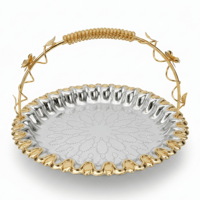 Germax Luxury Silver & Gold Round Serving Tray with Handles – 30cm - Al Kabayel Discount CentreGermax Luxury Silver & Gold Round Serving Tray with Handles – 30cmServing TraysGERMAXAl Kabayel Discount Centre