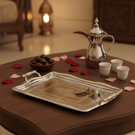 Germax Luxury Silver & Gold Stainless Steel Serving Tray with Handles | 49×32cm | - Al Kabayel Discount CentreGermax Luxury Silver & Gold Stainless Steel Serving Tray with Handles | 49×32cm |Serving TraysGERMAXAl Kabayel Discount Centre