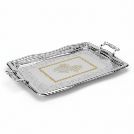 Germax Luxury Silver & Gold Stainless Steel Serving Tray with Handles | 49×32cm | - Al Kabayel Discount CentreGermax Luxury Silver & Gold Stainless Steel Serving Tray with Handles | 49×32cm |Serving TraysGERMAXAl Kabayel Discount Centre