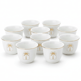 Germax Luxury White Ceramic Arabic Coffee Cawa Cups Set of 12 Gold Rim Palm Tree Design Middle Eastern Gahwa Finjan 80 ml - Al Kabayel Discount CentreGermax Luxury White Ceramic Arabic Coffee Cawa Cups Set of 12 Gold Rim Palm Tree Design Middle Eastern Gahwa Finjan 80 mlTea CupsGERMAXAl Kabayel Discount Centre