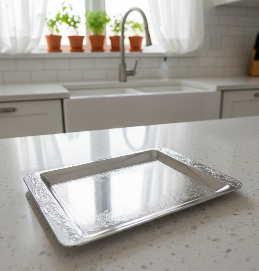 Germax Mini Rectangular Steel Tray – Compact Silver Design | 20×12 cm Stylish Tableware - Al Kabayel Discount CentreGermax Mini Rectangular Steel Tray – Compact Silver Design | 20×12 cm Stylish TablewareServing TraysGERMAXAl Kabayel Discount Centre