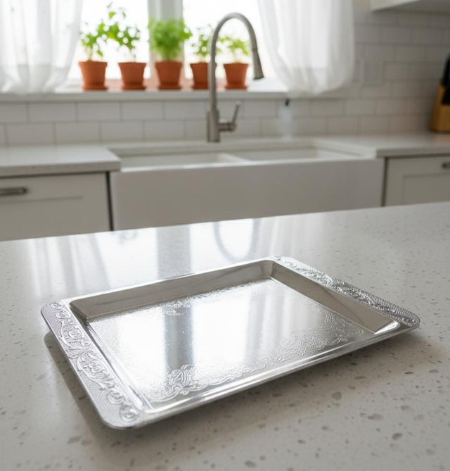 Germax Mini Rectangular Steel Tray – Compact Silver Design | 20×12 cm Stylish Tableware - Al Kabayel Discount CentreGermax Mini Rectangular Steel Tray – Compact Silver Design | 20×12 cm Stylish TablewareServing TraysGERMAXAl Kabayel Discount Centre