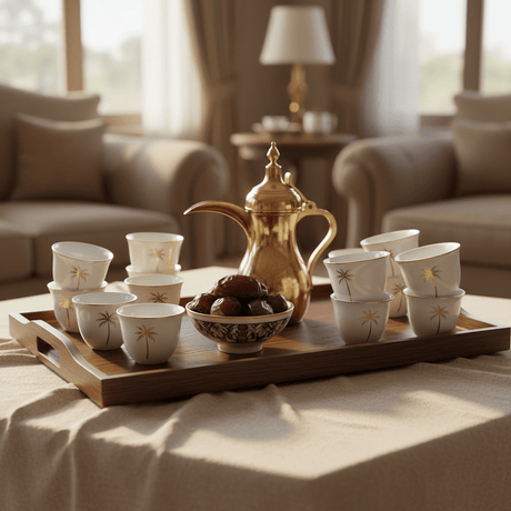 Germax Premium White Ceramic Arabic Coffee Cawa Cups Set of 12 Gold Rim Palm Tree Elegant Design 80 ml - Al Kabayel Discount CentreGermax Premium White Ceramic Arabic Coffee Cawa Cups Set of 12 Gold Rim Palm Tree Elegant Design 80 mlTea CupsGERMAXAl Kabayel Discount Centre