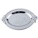 Germax Silver Oval Serving Tray – 27×18 cm | Engraved Floral Design with Decorative Handles - Al Kabayel Discount CentreGermax Silver Oval Serving Tray – 27×18 cm | Engraved Floral Design with Decorative HandlesServing TraysGERMAXAl Kabayel Discount Centre