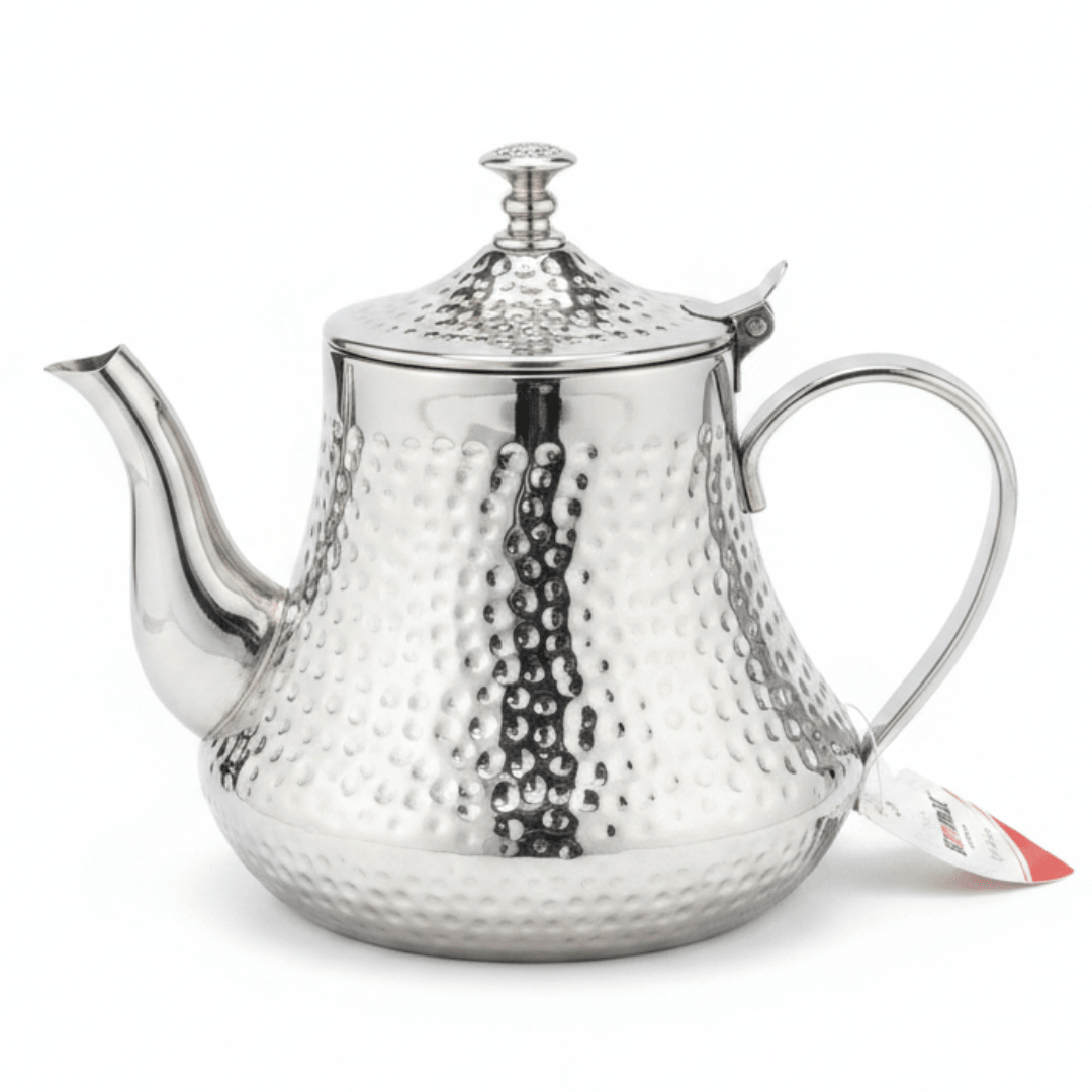 Germax Silver Stainless Steel Hammered Tea Kettle 1200ml – Premium Mirror-Finish Arabic Teapot - Al Kabayel Discount CentreGermax Silver Stainless Steel Hammered Tea Kettle 1200ml – Premium Mirror-Finish Arabic TeapotTea/Coffee PotsGERMAXAl Kabayel Discount Centre