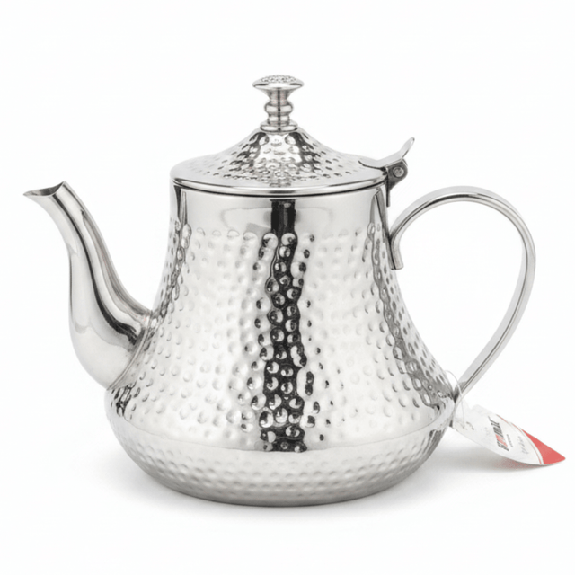Germax Silver Stainless Steel Hammered Tea Kettle 1200ml – Premium Mirror-Finish Arabic Teapot - Al Kabayel Discount CentreGermax Silver Stainless Steel Hammered Tea Kettle 1200ml – Premium Mirror-Finish Arabic TeapotTea/Coffee PotsGERMAXAl Kabayel Discount Centre